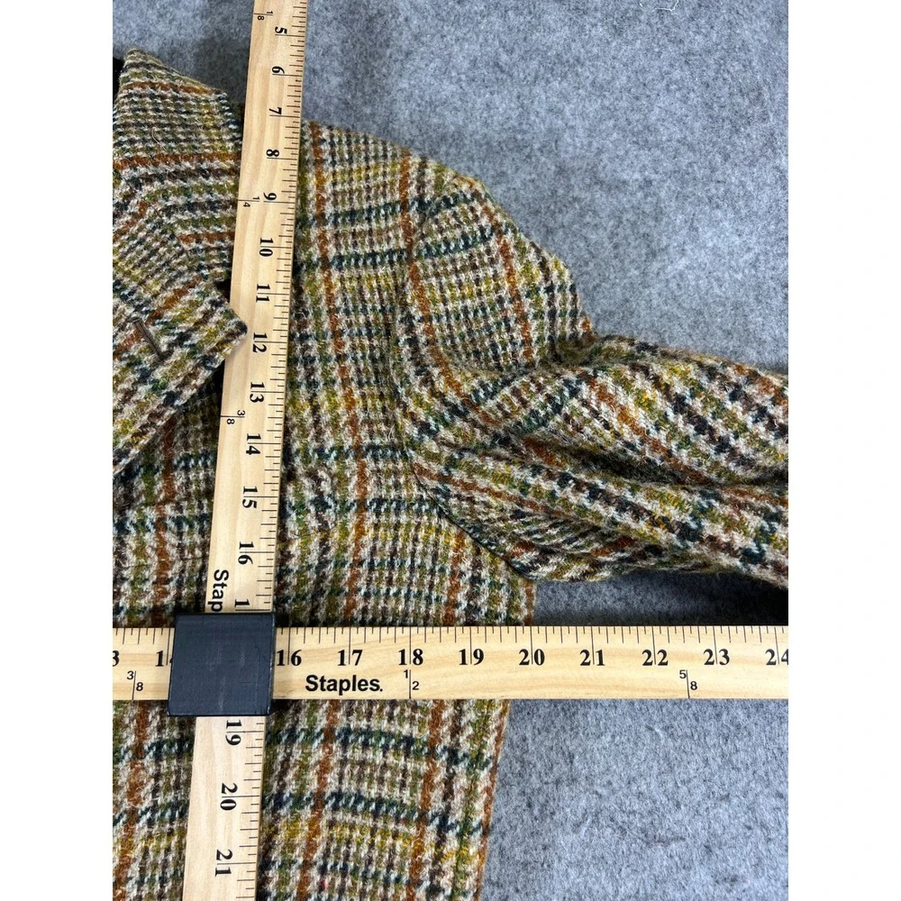 VTG 60s Harris Tweed Blazer Jacket Mens 40 Brown Plaid Lined Workwear Outdoor